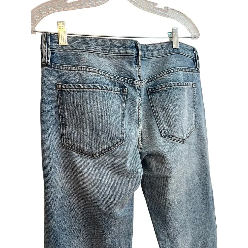 We The Free Free People Level Up Slit Slim Flare Jeans Raw Hem Size: 27
